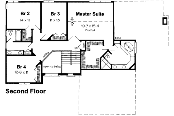 Floor Plan - Upper Floor for Traditional House Plan #312-149 - 4 bed, 2.5 bath