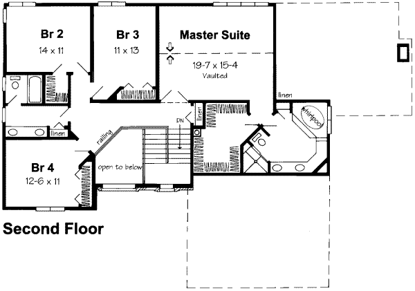 Traditional Floor Plan - Upper Floor Plan #312-149