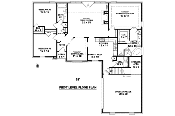 Floor Plan - Main Floor for Traditional House Plan #81-985 - 3 bed, 2 bath