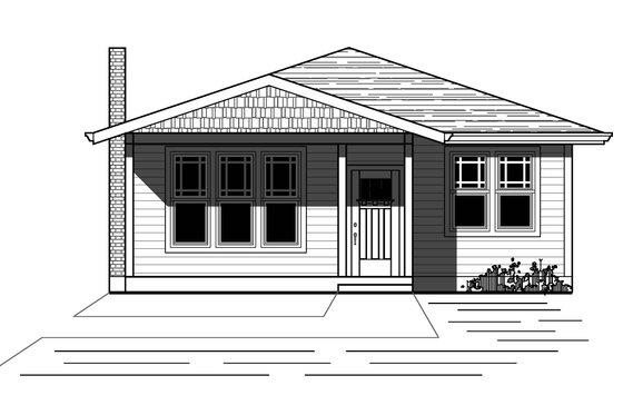 Exterior - Front Elevation for Craftsman House Plan #423-50 - 3 bed, 2 bath