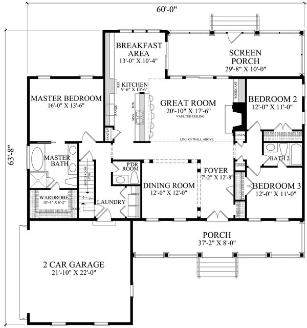 House Blueprint - Cottage Floor Plan - Main Floor Plan #137-403