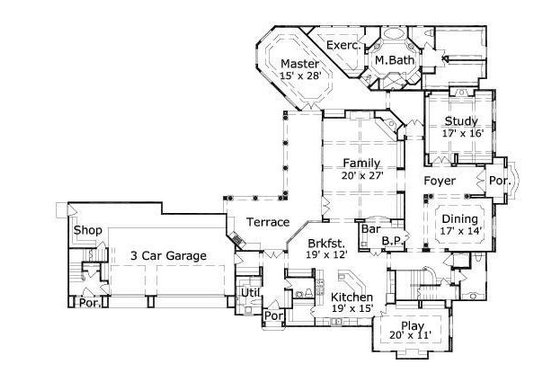 Floor Plan - Main Floor for European House Plan #411-527 - 4 bed, 4.5 bath