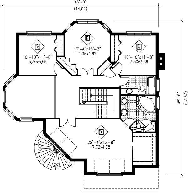 European Floor Plan - Upper Floor Plan #25-281