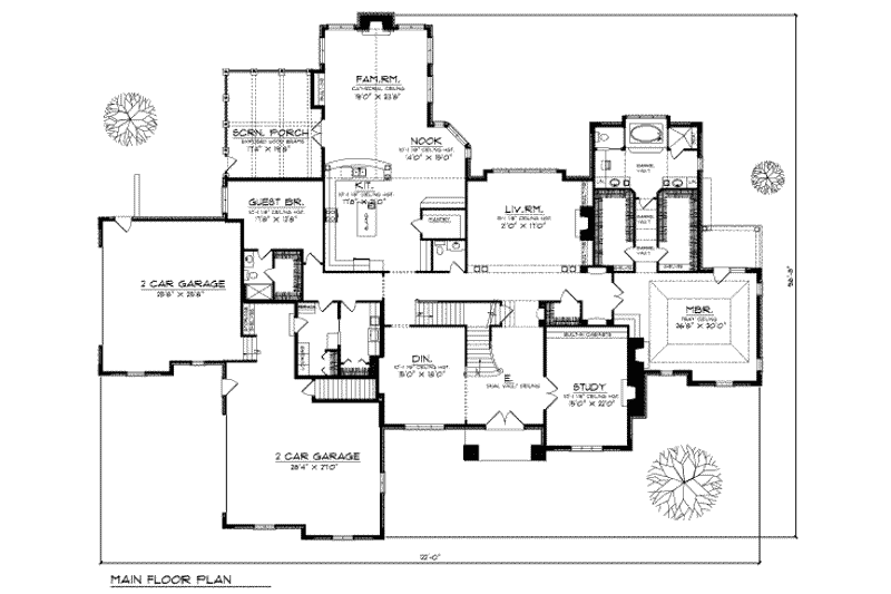 Home Plan - Floor Plan - Main Floor for European House Plan #70-559 - 5 bed, 5.5 bath