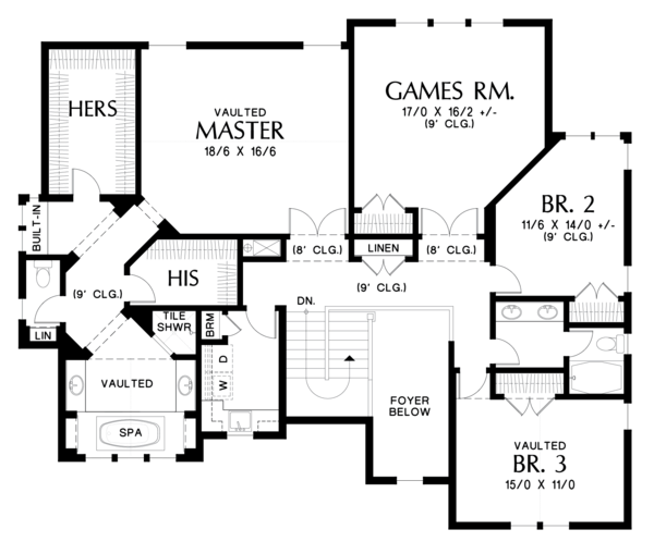 Craftsman Floor Plan - Upper Floor Plan #48-696