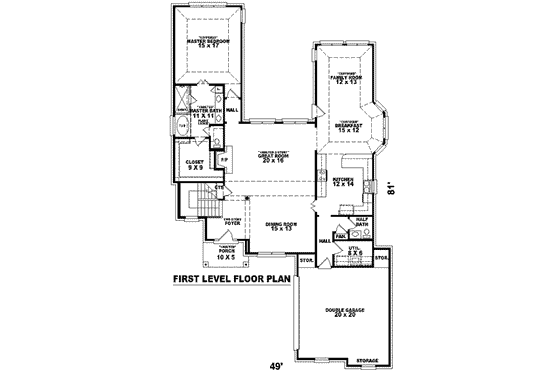 Floor Plan - Main Floor for European House Plan #81-1021 - 3 bed, 2.5 bath