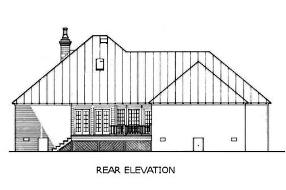 Exterior - Rear Elevation for Southern House Plan #45-125 - 3 bed, 2 bath