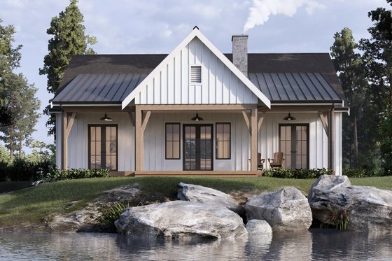 Exterior - Rear Elevation for Farmhouse House Plan #1114-4 - 3 bed, 2 bath