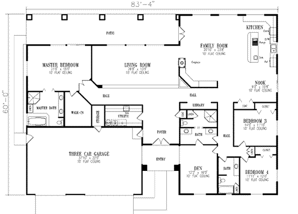 Adobe / Southwestern Floor Plan - Main Floor Plan #1-825