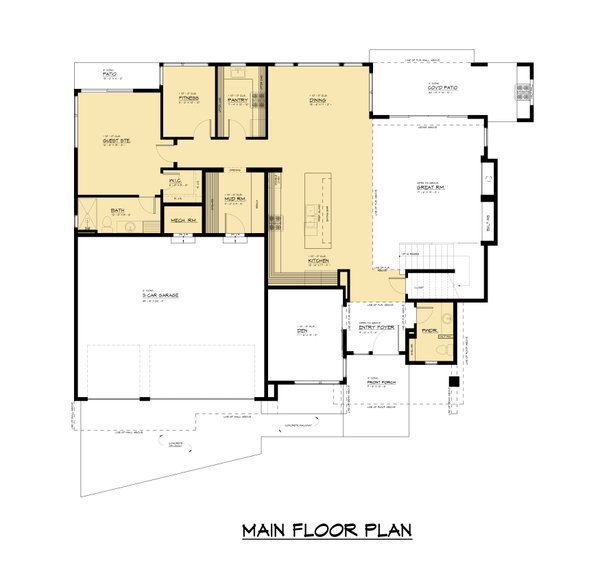 Contemporary Floor Plan - Main Floor Plan #1066-257