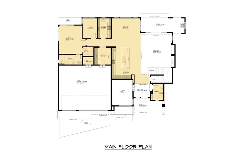 House Plan Design - Floor Plan - Main Floor for Contemporary House Plan #1066-257 - 5 bed, 4.5 bath