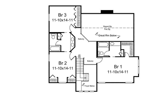 Floor Plan - Upper Floor for Farmhouse House Plan #57-549 - 4 bed, 3.5 bath