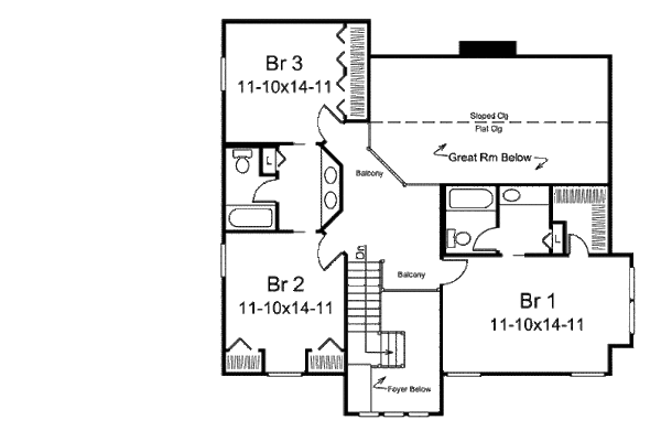 Farmhouse Floor Plan - Upper Floor Plan #57-549