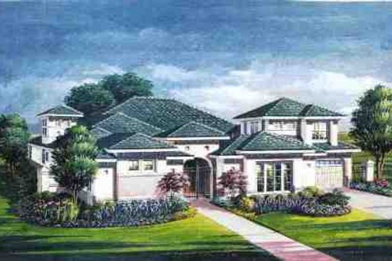 Exterior - Front Elevation for European House Plan #411-832 - 3 bed, 3.5 bath