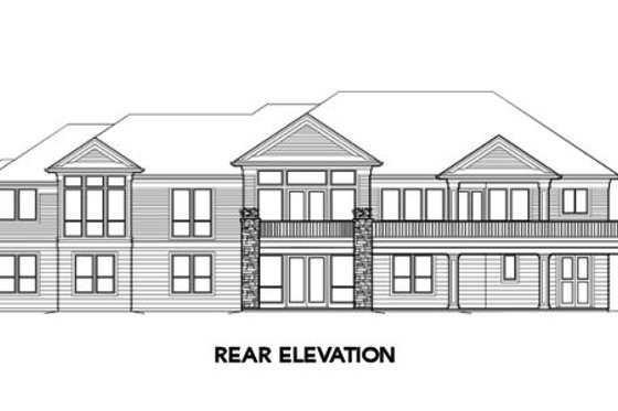 Exterior - Rear Elevation for Ranch House Plan #48-301 - 4 bed, 3.5 bath