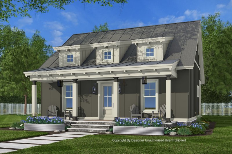 House Blueprint - Exterior - Front Elevation 4 for Craftsman House Plan #51-1433 - 1 bed, 1 bath