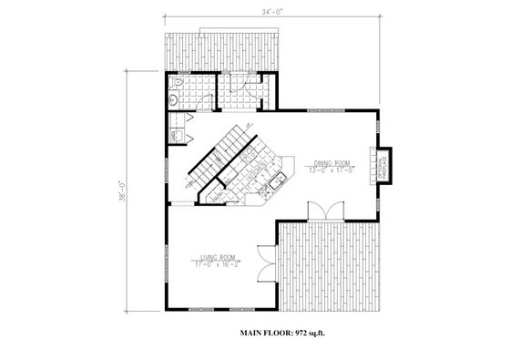 Floor Plan - Main Floor for Country House Plan #138-344 - 3 bed, 1.5 bath