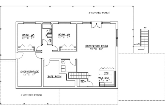 Floor Plan - Lower Floor for Traditional House Plan #117-167 - 4 bed, 3 bath