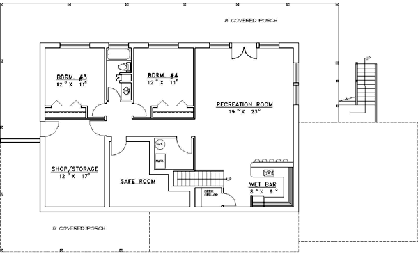 House Design - Traditional Floor Plan - Lower Floor Plan #117-167