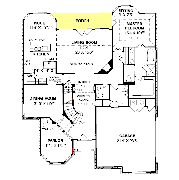 House Blueprint - Traditional Floor Plan - Main Floor Plan #20-188