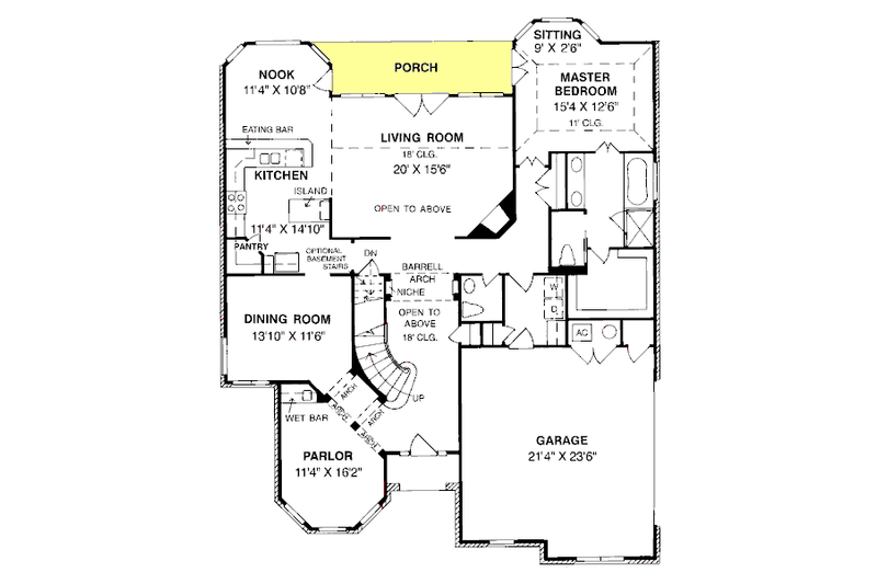 Dream House Plan - Floor Plan - Main Floor for Traditional House Plan #20-188 - 4 bed, 3.5 bath