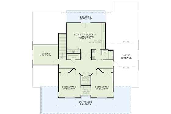 Floor Plan - Upper Floor for Farmhouse House Plan #17-528 - 4 bed, 3.5 bath