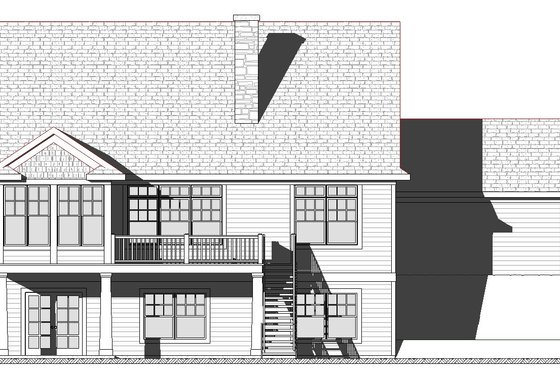 Exterior - Rear Elevation for Traditional House Plan #901-144 - 3 bed, 2.5 bath
