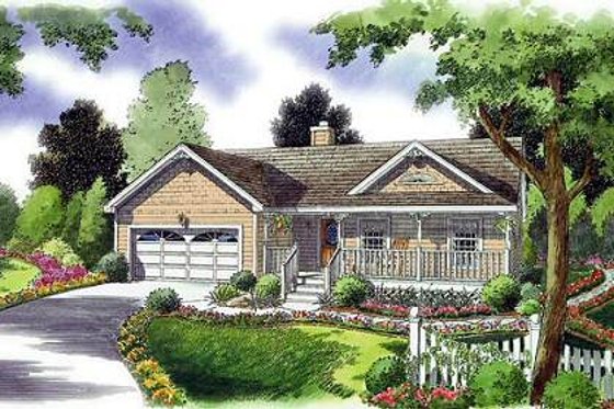 Exterior - Front Elevation for Ranch House Plan #312-156 - 3 bed, 2 bath