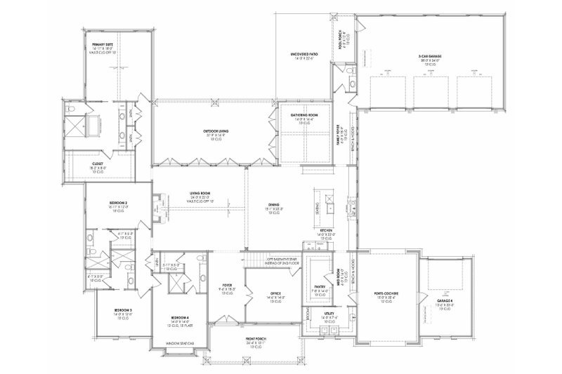 House Design - Floor Plan - Main Floor for European House Plan #1096-187 - 5 bed, 5.5 bath