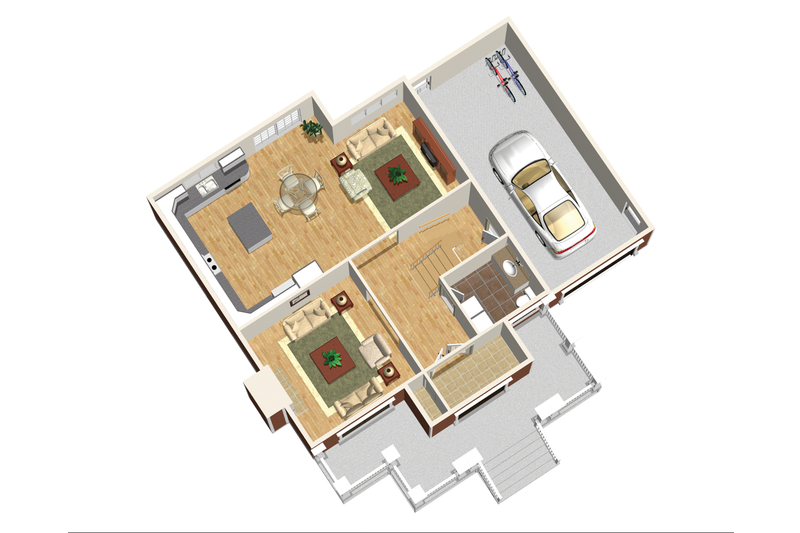 House Blueprint - Floor Plan - Main Floor 1 for Country House Plan #25-4600 - 3 bed, 1 bath