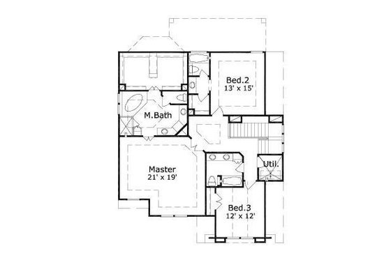Floor Plan - Upper Floor House Plan #411-248 - 3 bed, 3 bath