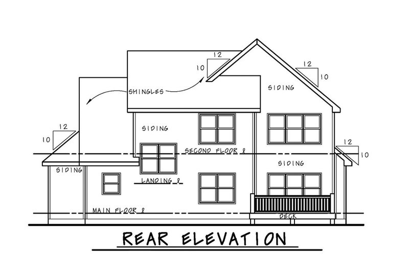 Home Plan - Exterior - Rear Elevation for Traditional House Plan #20-2278 - 3 bed, 2.5 bath