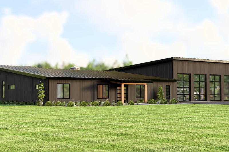 House Blueprint - Exterior - Front Elevation 2 for Barndominium House Plan #1064-455 - 3 bed, 2.5 bath