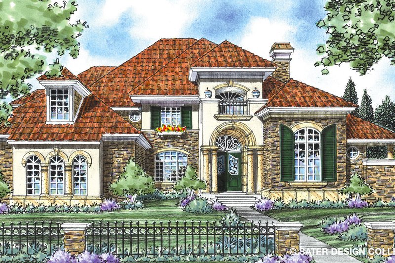 House Plan Design - Mediterranean Exterior - Front Elevation Plan #930-266