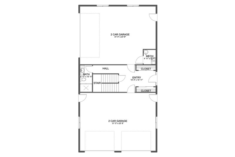 Home Plan - Floor Plan - Main Floor for Barndominium House Plan #1060-398 - 3 bed, 3 bath
