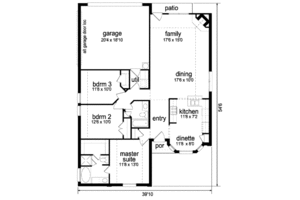 Floor Plan - Main Floor for European House Plan #84-306 - 3 bed, 2 bath