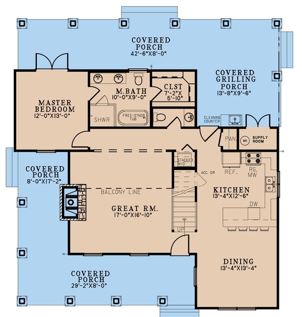 House Blueprint - Country Floor Plan - Main Floor Plan #923-309