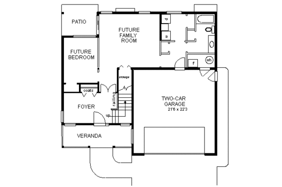 Floor Plan - Lower Floor for Farmhouse House Plan #18-210 - 3 bed, 2 bath