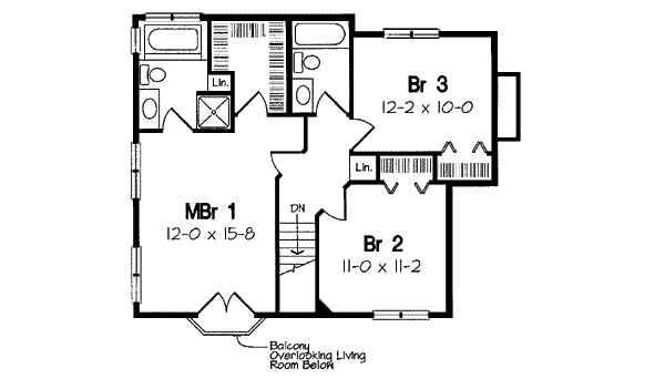 Traditional Floor Plan - Upper Floor Plan #312-330