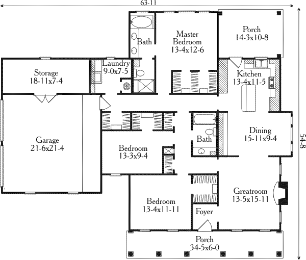 House Design - Southern Floor Plan - Main Floor Plan #406-287