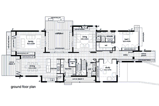 Floor Plan - Main Floor for Modern House Plan #496-15 - 4 bed, 3.5 bath