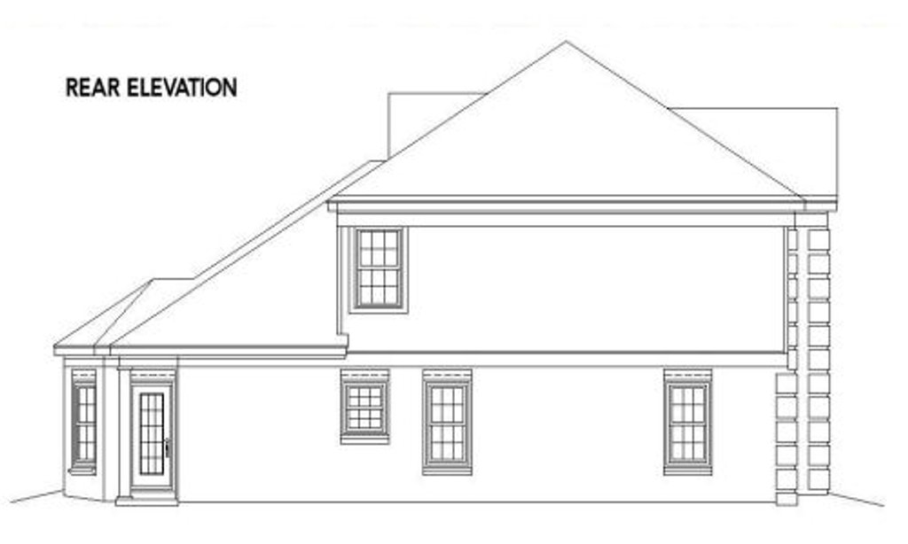 Exterior - Rear Elevation for European House Plan #81-704 - 3 bed, 2.5 bath