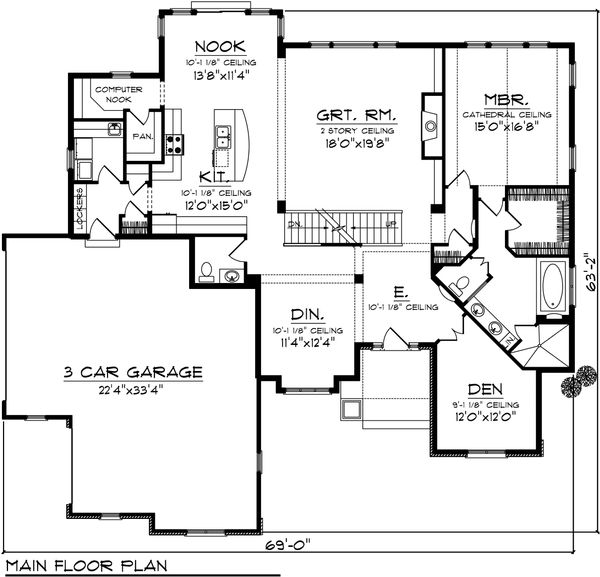 House Plan Design - Traditional Floor Plan - Main Floor Plan #70-1107