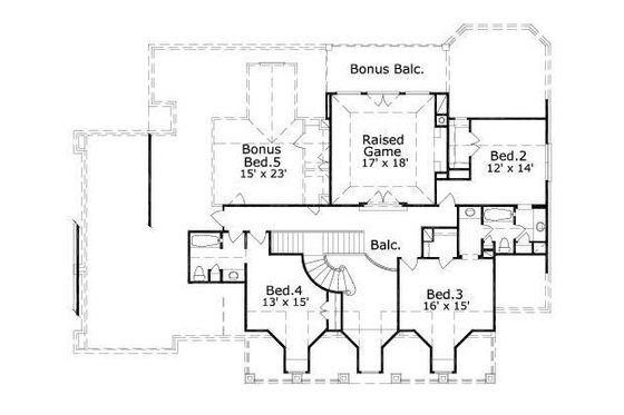 Floor Plan - Upper Floor for Colonial House Plan #411-465 - 4 bed, 3.5 bath