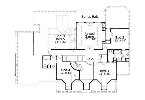 Colonial Floor Plan - Upper Floor Plan #411-465