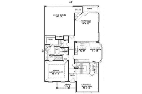 Floor Plan - Main Floor for Traditional House Plan #81-267 - 3 bed, 2.5 bath