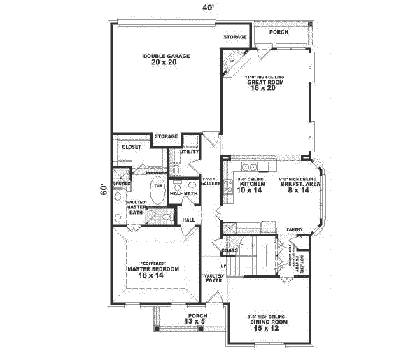Floor Plan - Main Floor for Traditional House Plan #81-267 - 3 bed, 2.5 bath
