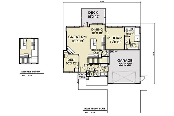 Floor Plan - Main Floor for Contemporary House Plan #1070-56 - 3 bed, 2.5 bath