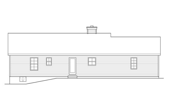 Exterior - Rear Elevation for Ranch House Plan #22-636 - 3 bed, 2 bath