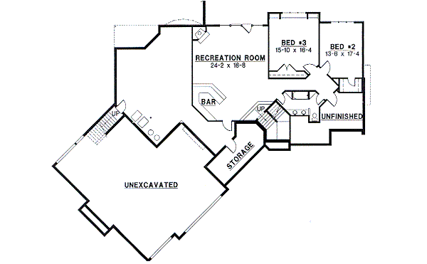 Traditional Floor Plan - Lower Floor Plan #67-215